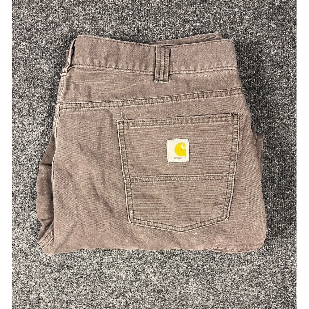 Carhartt Relaxed Fit Canvas Pants Mens 42x30 Gray Rugged Utility Distressed